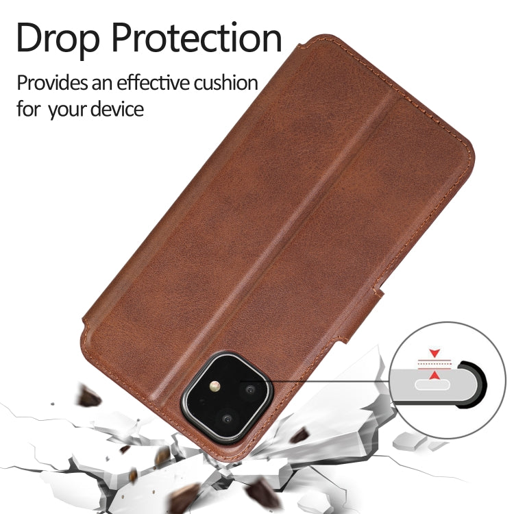 For iPhone 12 / 12 Pro Calf Texture Magnetic Buckle Horizontal Flip Leather Case with Holder & Card Slots & Wallet & Photo Frame