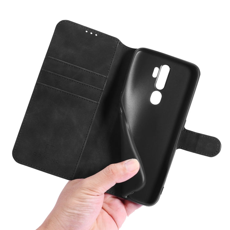 For OPPO A5 (2020) / A9 (2020) DG.MING Retro Oil Side Horizontal Flip Leather Case with Holder & Card Solt & Wallet