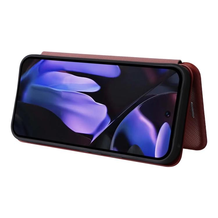 For Google Pixel 9a Carbon Fiber Texture Flip Leather Phone Case