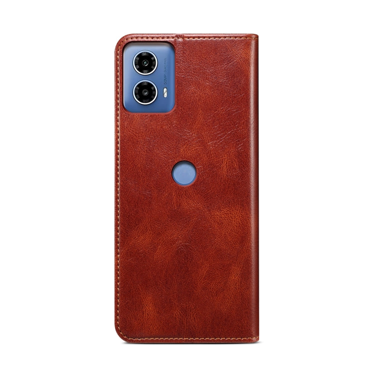 For Motorola Moto G34 Oil Wax Crazy Horse Texture Leather Phone Case