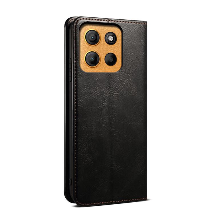 For Motorola Moto G15 Oil Wax Crazy Horse Texture Leather Phone Case