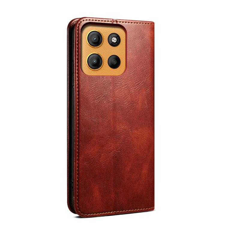 For Motorola Moto G15 Oil Wax Crazy Horse Texture Leather Phone Case