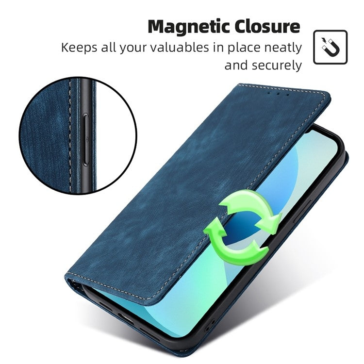 For itel RS4 4G RFID Anti-theft Brush Magnetic Leather Phone Case