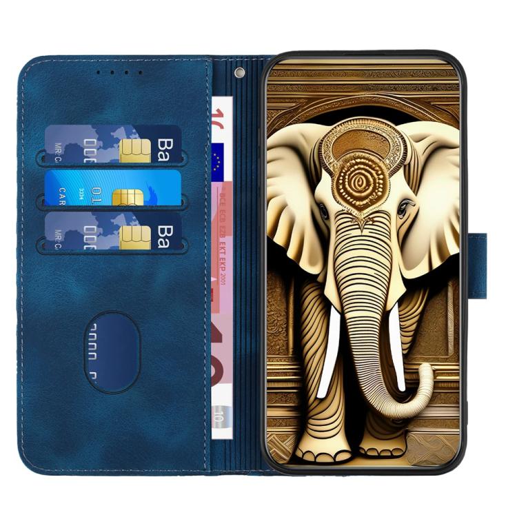 For Motorola Edge 50 Pro Elephant Head Embossed Phone Leather Case with Lanyard