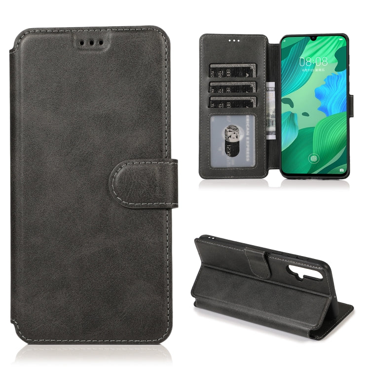 For Huawei Nova 5 Calf Texture Magnetic Buckle Horizontal Flip Leather Case with Holder & Card Slots & Wallet & Photo Frame