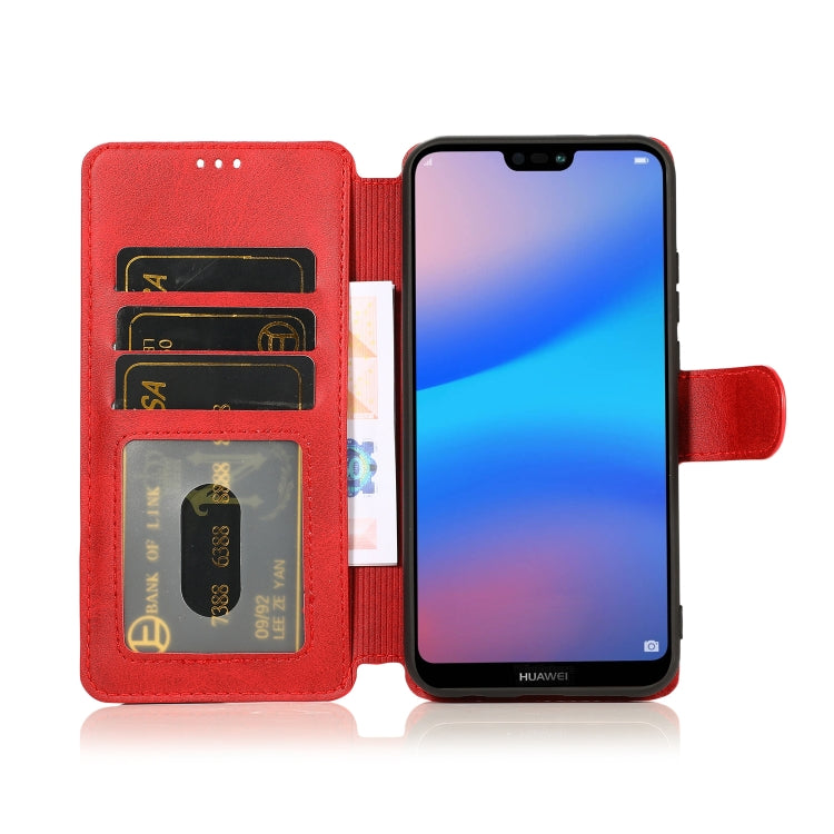 For Huawei P20 Lite Calf Texture Magnetic Buckle Horizontal Flip Leather Case with Holder & Card Slots & Wallet & Photo Frame