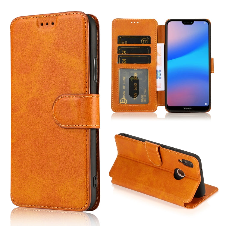 For Huawei P20 Lite Calf Texture Magnetic Buckle Horizontal Flip Leather Case with Holder & Card Slots & Wallet & Photo Frame