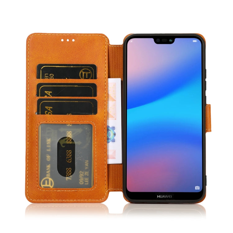 For Huawei P20 Lite Calf Texture Magnetic Buckle Horizontal Flip Leather Case with Holder & Card Slots & Wallet & Photo Frame