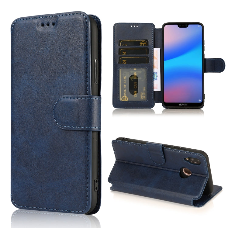 For Huawei P20 Lite Calf Texture Magnetic Buckle Horizontal Flip Leather Case with Holder & Card Slots & Wallet & Photo Frame