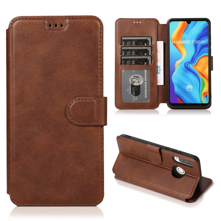 For Huawei P30 Lite Calf Texture Magnetic Buckle Horizontal Flip Leather Case with Holder & Card Slots & Wallet & Photo Frame