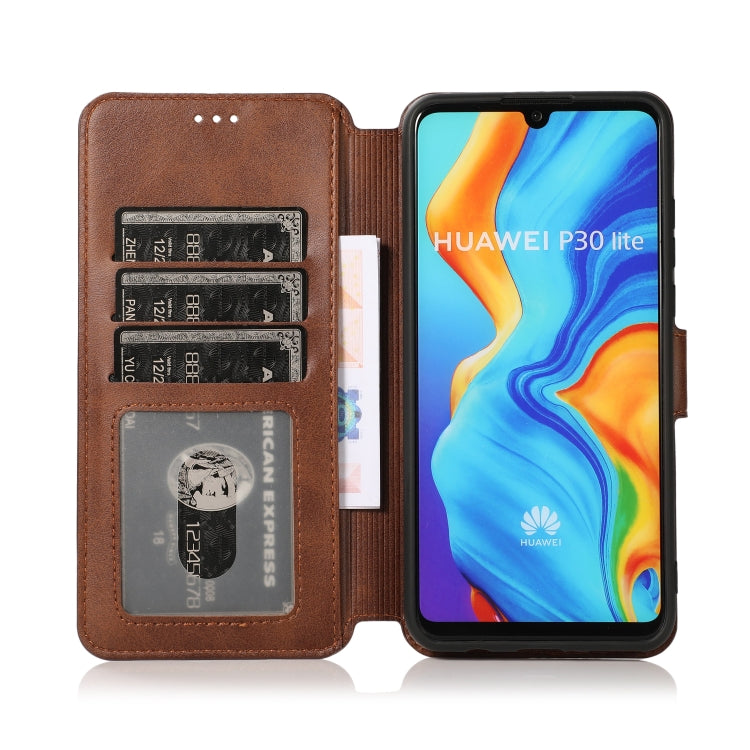 For Huawei P30 Lite Calf Texture Magnetic Buckle Horizontal Flip Leather Case with Holder & Card Slots & Wallet & Photo Frame