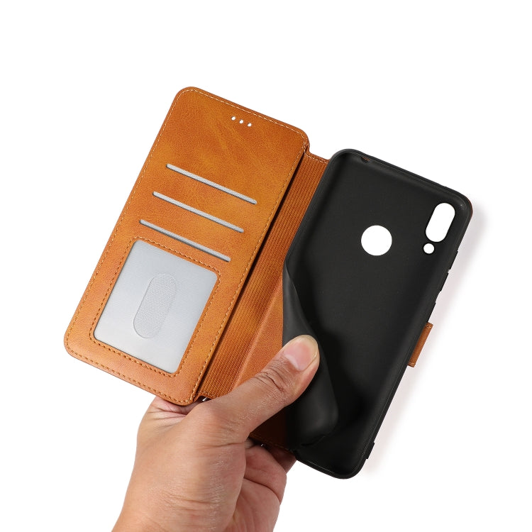 For Huawei Y7 2019 Calf Texture Magnetic Buckle Horizontal Flip Leather Case with Holder & Card Slots & Wallet & Photo Frame