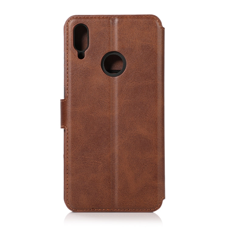 For Huawei Y7 2019 Calf Texture Magnetic Buckle Horizontal Flip Leather Case with Holder & Card Slots & Wallet & Photo Frame
