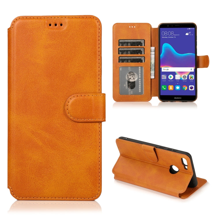 For Huawei Y9 2018 Calf Texture Magnetic Buckle Horizontal Flip Leather Case with Holder & Card Slots & Wallet & Photo Frame