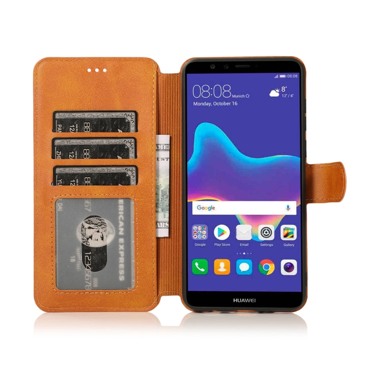 For Huawei Y9 2018 Calf Texture Magnetic Buckle Horizontal Flip Leather Case with Holder & Card Slots & Wallet & Photo Frame