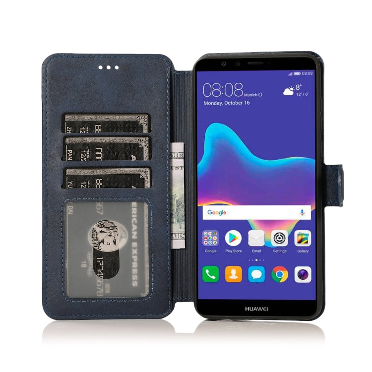 For Huawei Y9 2018 Calf Texture Magnetic Buckle Horizontal Flip Leather Case with Holder & Card Slots & Wallet & Photo Frame