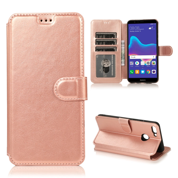 For Huawei Y9 2018 Calf Texture Magnetic Buckle Horizontal Flip Leather Case with Holder & Card Slots & Wallet & Photo Frame