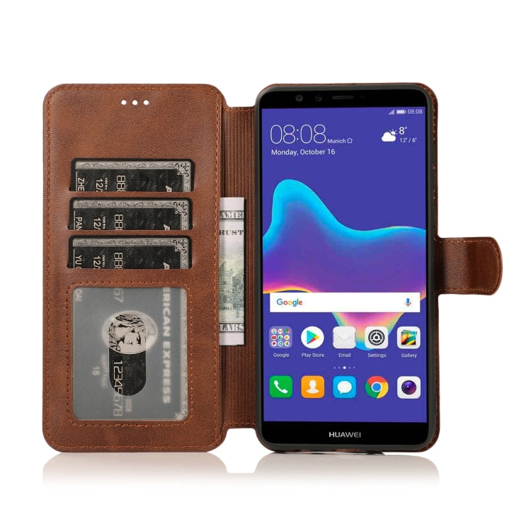 For Huawei Y9 2018 Calf Texture Magnetic Buckle Horizontal Flip Leather Case with Holder & Card Slots & Wallet & Photo Frame