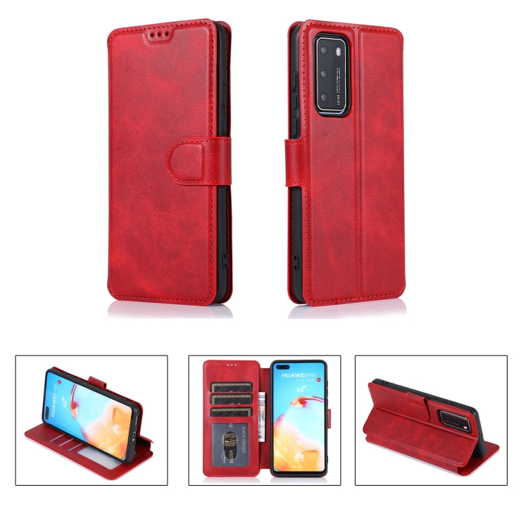 For Huawei P40 Calf Texture Magnetic Buckle Horizontal Flip Leather Case with Holder & Card Slots & Wallet & Photo Frame