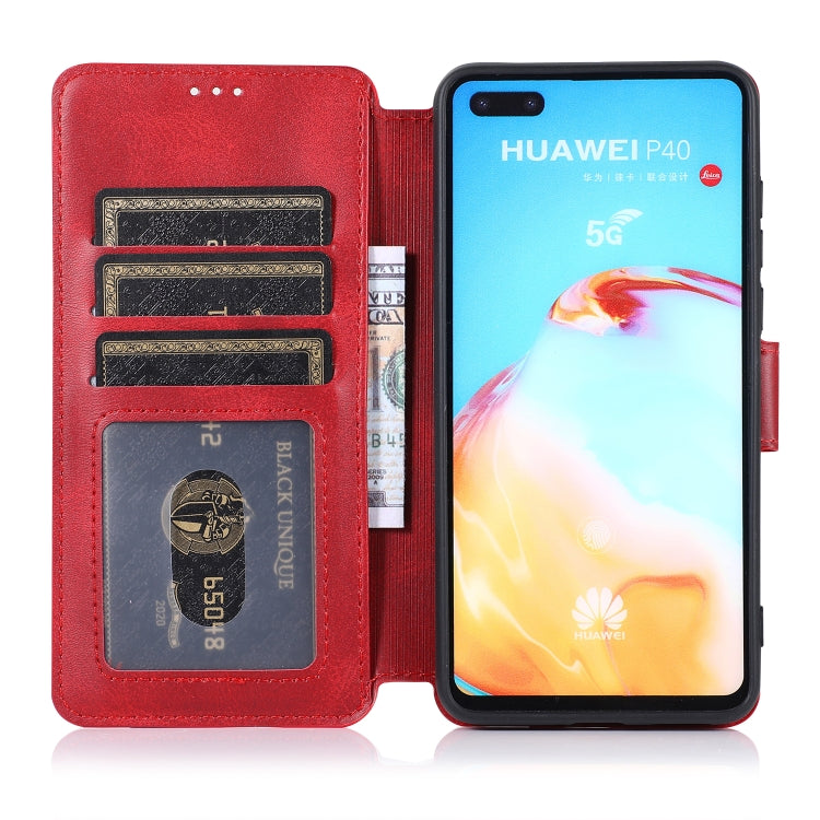 For Huawei P40 Calf Texture Magnetic Buckle Horizontal Flip Leather Case with Holder & Card Slots & Wallet & Photo Frame