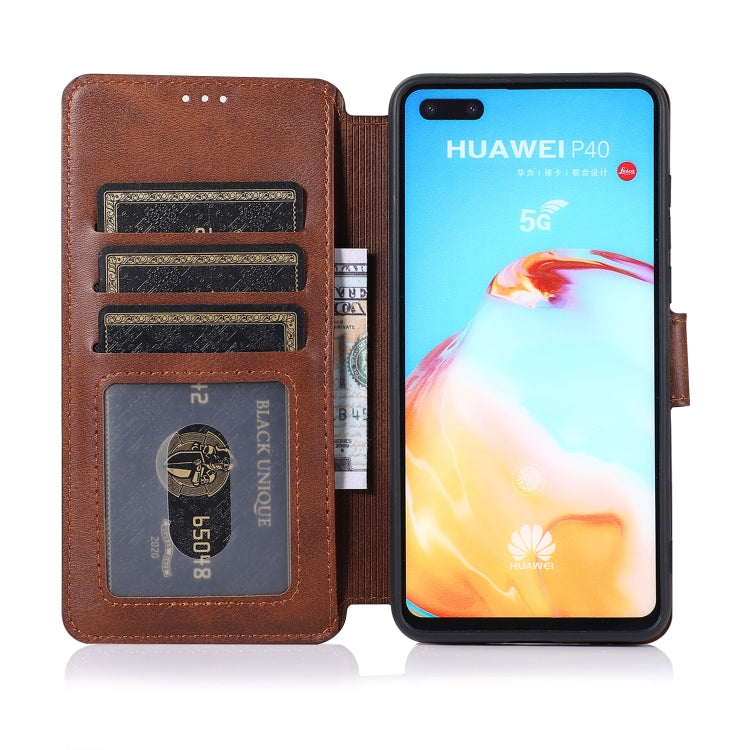 For Huawei P40 Calf Texture Magnetic Buckle Horizontal Flip Leather Case with Holder & Card Slots & Wallet & Photo Frame