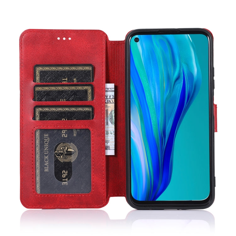 For Huawei P40 Lite Calf Texture Magnetic Buckle Horizontal Flip Leather Case with Holder & Card Slots & Wallet & Photo Frame