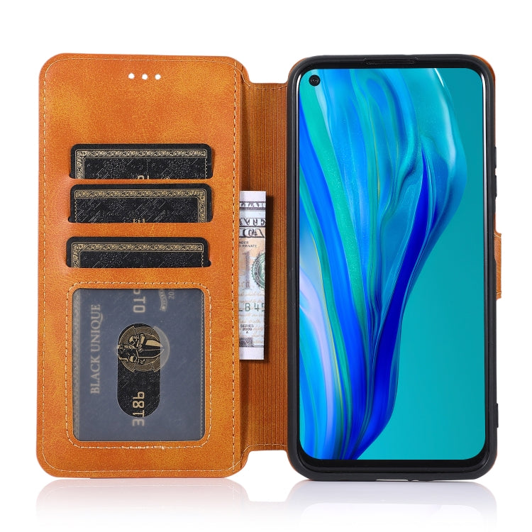 For Huawei P40 Lite Calf Texture Magnetic Buckle Horizontal Flip Leather Case with Holder & Card Slots & Wallet & Photo Frame