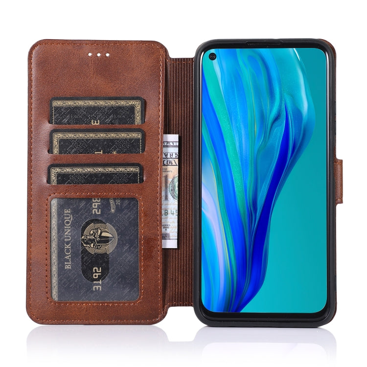 For Huawei P40 Lite Calf Texture Magnetic Buckle Horizontal Flip Leather Case with Holder & Card Slots & Wallet & Photo Frame