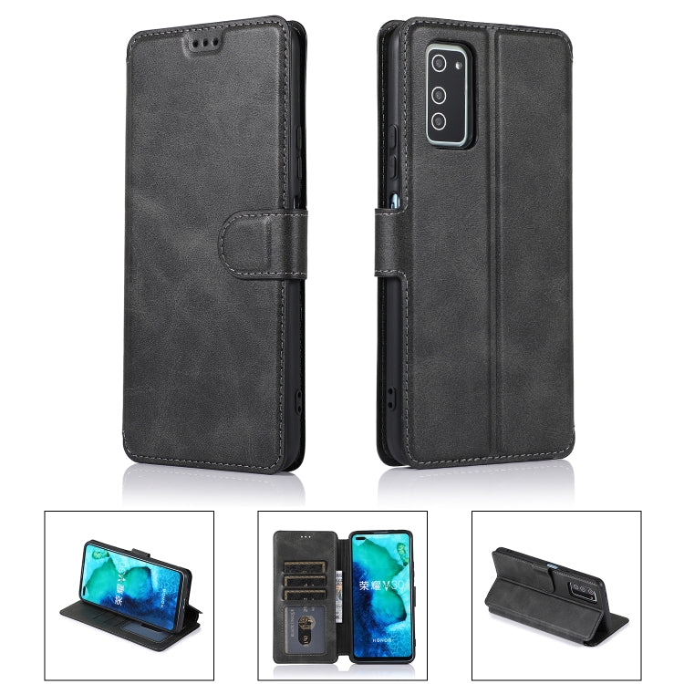 For Huawei Honor V30 Calf Texture Magnetic Buckle Horizontal Flip Leather Case with Holder & Card Slots & Wallet & Photo Frame
