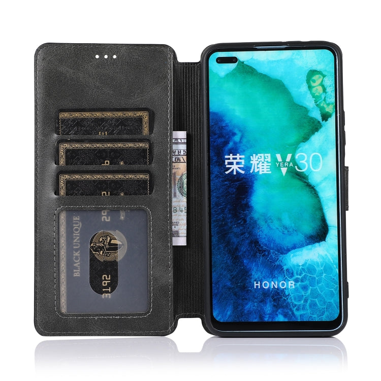 For Huawei Honor V30 Calf Texture Magnetic Buckle Horizontal Flip Leather Case with Holder & Card Slots & Wallet & Photo Frame