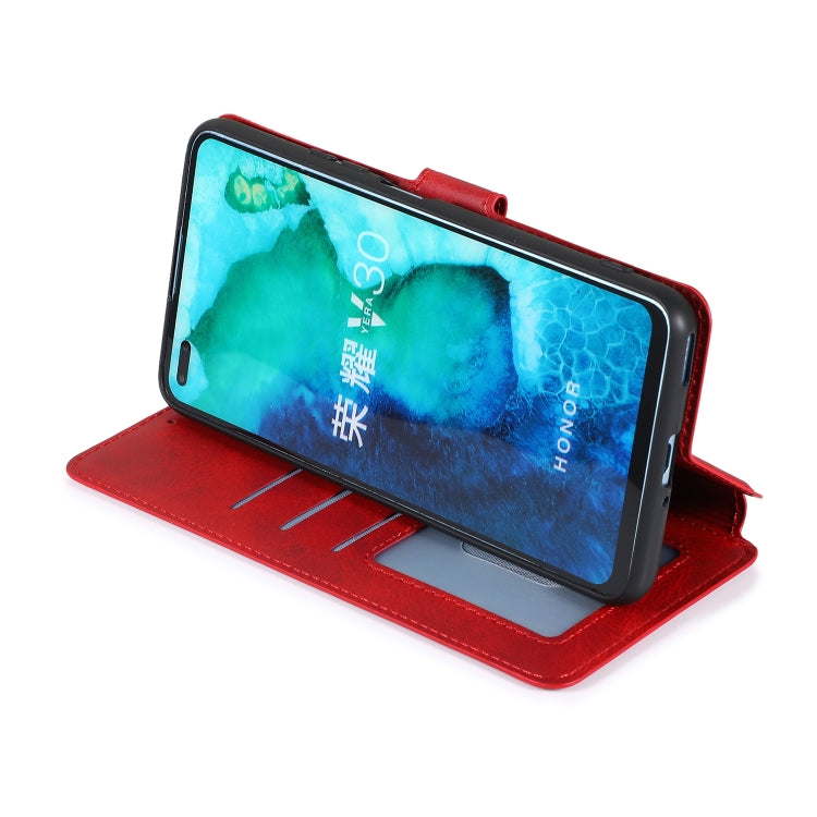 For Huawei Honor V30 Calf Texture Magnetic Buckle Horizontal Flip Leather Case with Holder & Card Slots & Wallet & Photo Frame