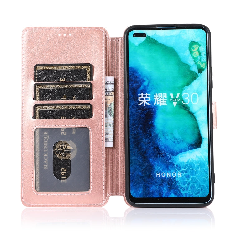For Huawei Honor V30 Calf Texture Magnetic Buckle Horizontal Flip Leather Case with Holder & Card Slots & Wallet & Photo Frame
