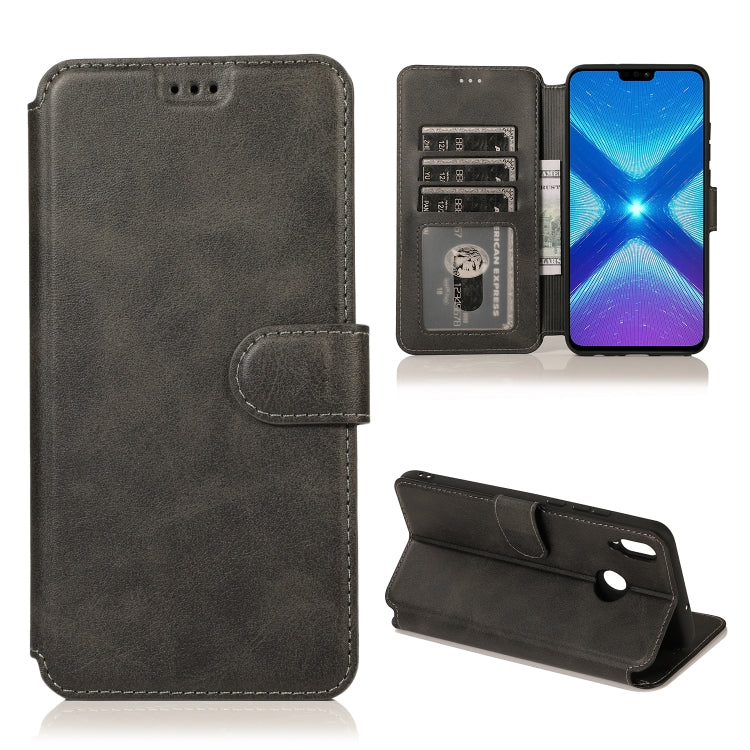 For Huawei Honor 8X Calf Texture Magnetic Buckle Horizontal Flip Leather Case with Holder & Card Slots & Wallet & Photo Frame