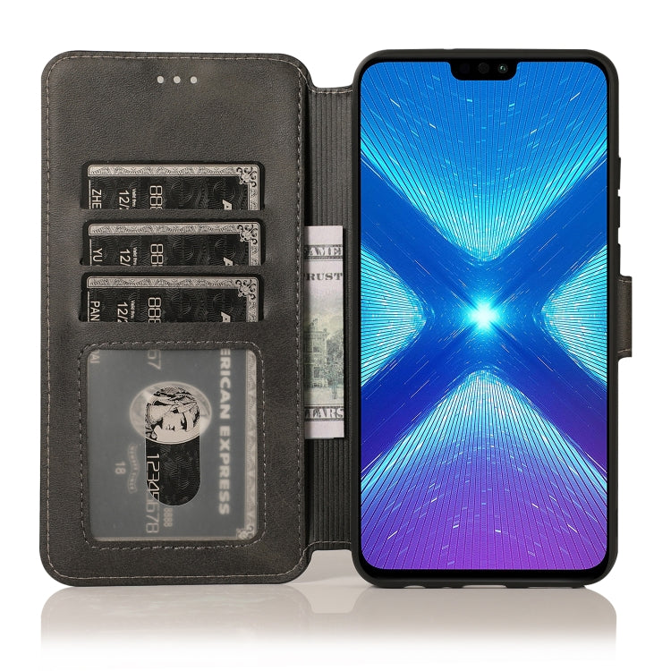 For Huawei Honor 8X Calf Texture Magnetic Buckle Horizontal Flip Leather Case with Holder & Card Slots & Wallet & Photo Frame