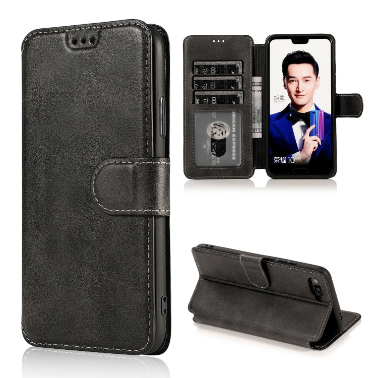 For Huawei Honor 10 Calf Texture Magnetic Buckle Horizontal Flip Leather Case with Holder & Card Slots & Wallet & Photo Frame
