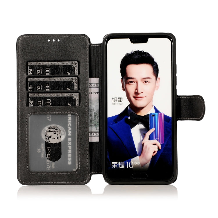 For Huawei Honor 10 Calf Texture Magnetic Buckle Horizontal Flip Leather Case with Holder & Card Slots & Wallet & Photo Frame