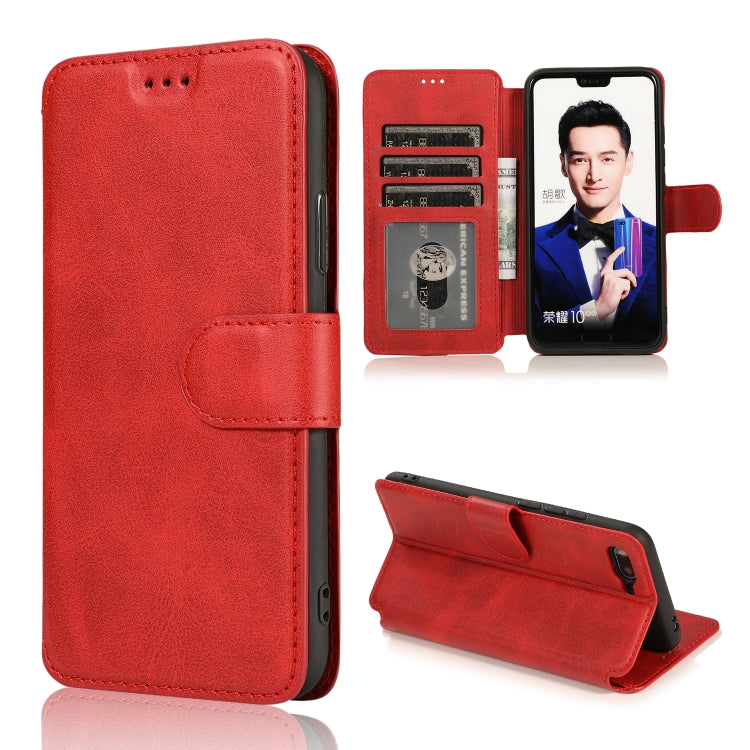 For Huawei Honor 10 Calf Texture Magnetic Buckle Horizontal Flip Leather Case with Holder & Card Slots & Wallet & Photo Frame