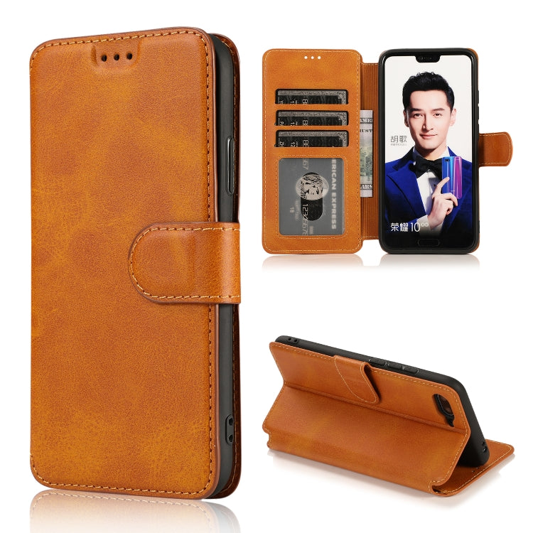 For Huawei Honor 10 Calf Texture Magnetic Buckle Horizontal Flip Leather Case with Holder & Card Slots & Wallet & Photo Frame