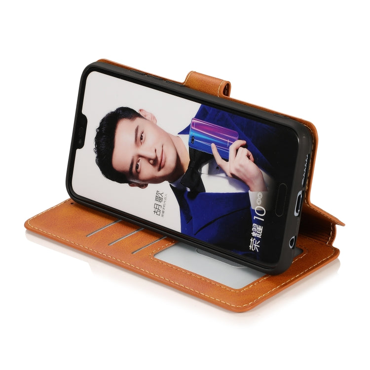For Huawei Honor 10 Calf Texture Magnetic Buckle Horizontal Flip Leather Case with Holder & Card Slots & Wallet & Photo Frame
