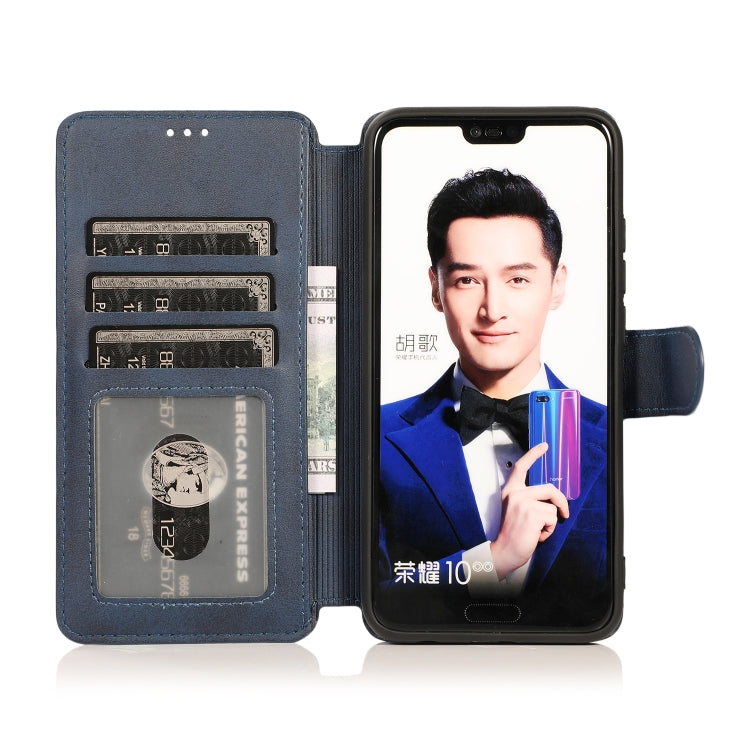 For Huawei Honor 10 Calf Texture Magnetic Buckle Horizontal Flip Leather Case with Holder & Card Slots & Wallet & Photo Frame
