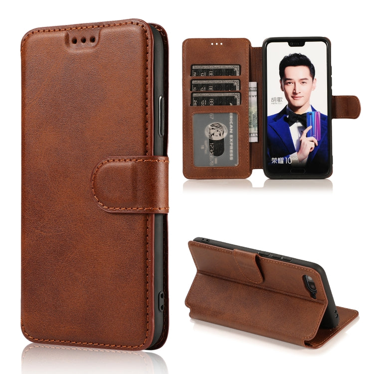 For Huawei Honor 10 Calf Texture Magnetic Buckle Horizontal Flip Leather Case with Holder & Card Slots & Wallet & Photo Frame
