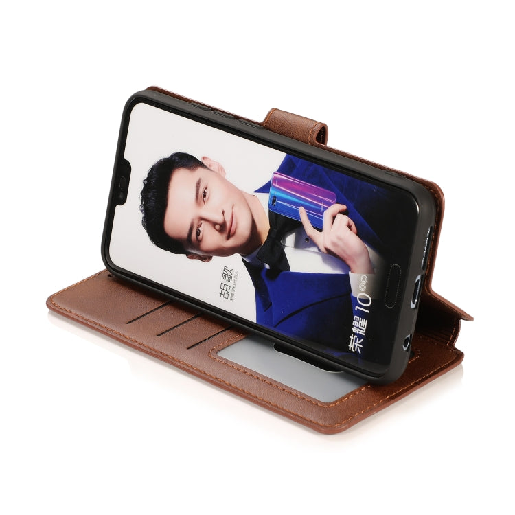 For Huawei Honor 10 Calf Texture Magnetic Buckle Horizontal Flip Leather Case with Holder & Card Slots & Wallet & Photo Frame
