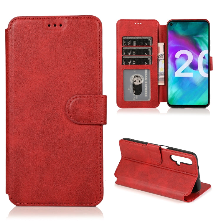 For Huawei Honor 20 Calf Texture Magnetic Buckle Horizontal Flip Leather Case with Holder & Card Slots & Wallet & Photo Frame