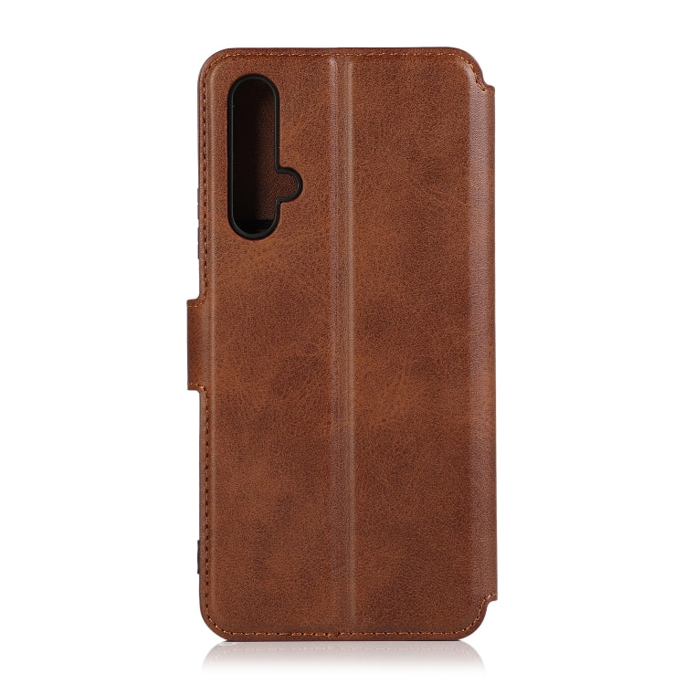 For Huawei Honor 20 Calf Texture Magnetic Buckle Horizontal Flip Leather Case with Holder & Card Slots & Wallet & Photo Frame