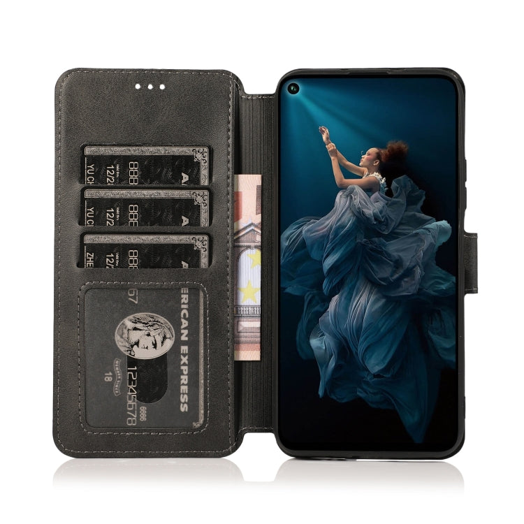 For Huawei Honor 20 Pro Calf Texture Magnetic Buckle Horizontal Flip Leather Case with Holder & Card Slots & Wallet & Photo Frame