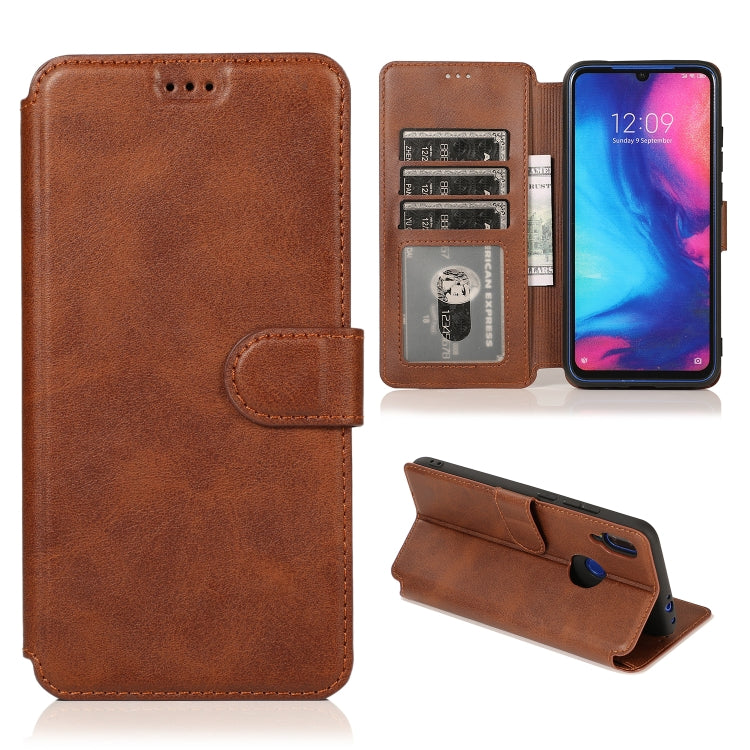 For Xiaomi Redmi Note 7 Calf Texture Magnetic Buckle Horizontal Flip Leather Case with Holder & Card Slots & Wallet & Photo Frame
