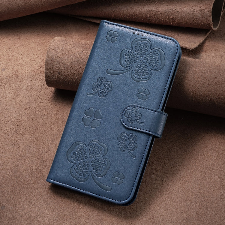 For iPhone 16 Pro Max Four-leaf Embossed Leather Phone Case
