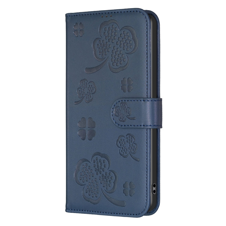 For iPhone 16 Pro Max Four-leaf Embossed Leather Phone Case