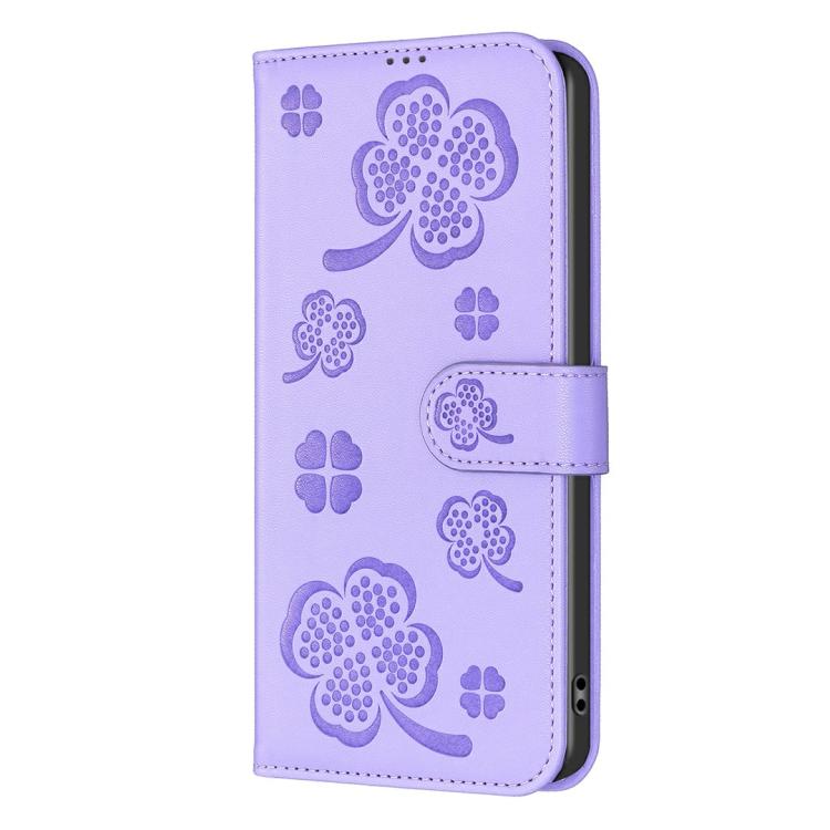 For iPhone Air Four-leaf Embossed Leather Phone Case