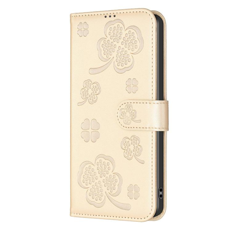 For iPhone Air Four-leaf Embossed Leather Phone Case